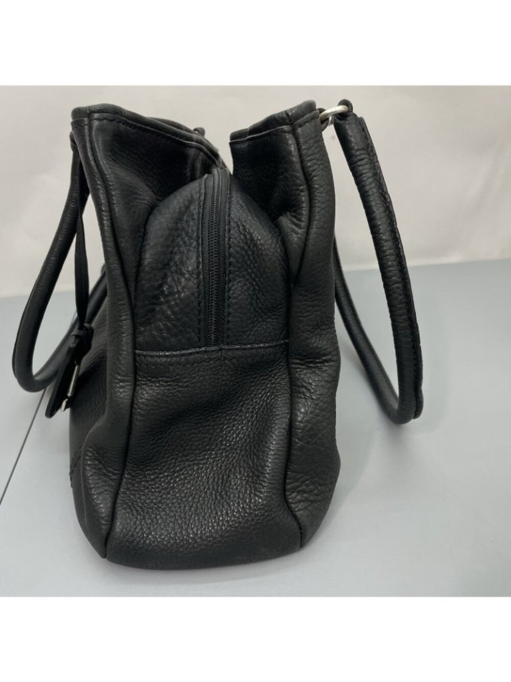 Fossil Satchel Shoulder Bag Tote 3 Compartment Supple Soft Pebbled Leather Black - Picture 8 of 15